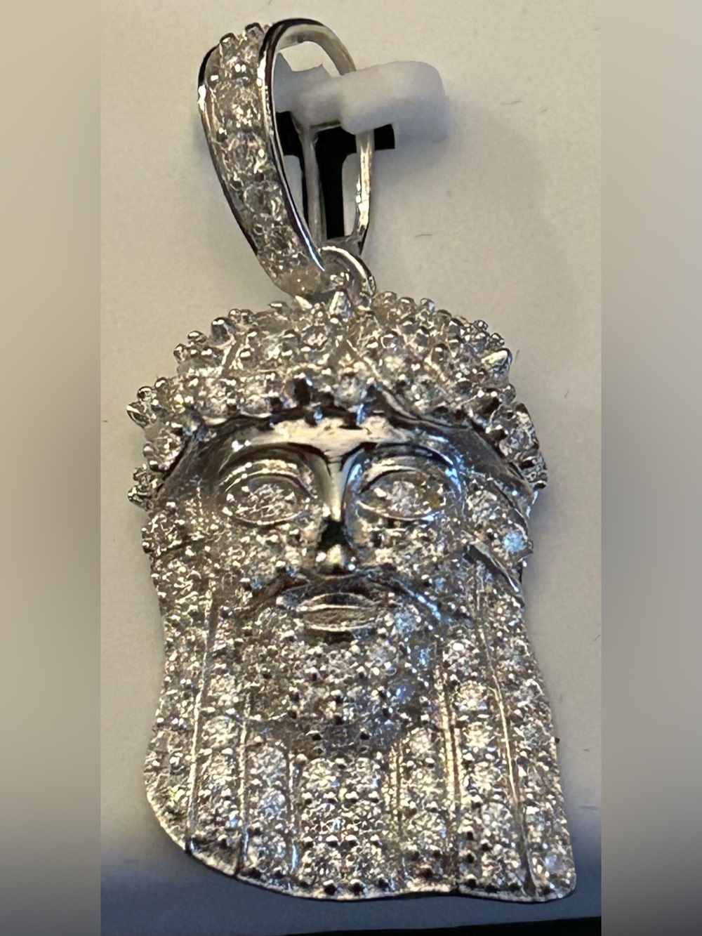 1.50CTW Moissanite Pavé Jesus Christ 3-D Face Pendant for Men/Unisex SSilver